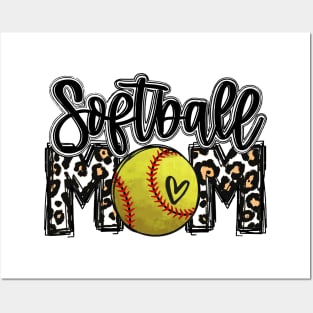 Softball Mom Leopard Posters and Art